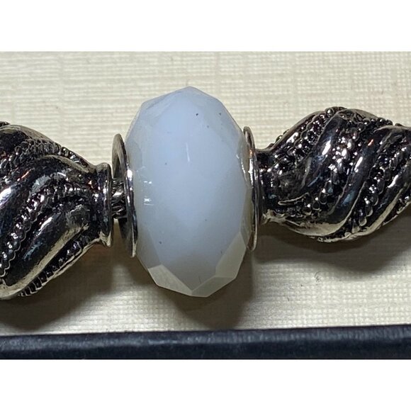 Napier Bracelet w Silver Rope Twist & Black & White Glass Faceted‎ Slides - Picture 5 of 7